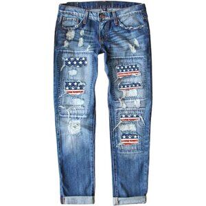 Women's Ripped Skinny Jeans Cotton Spandex High Rise Casual Pants